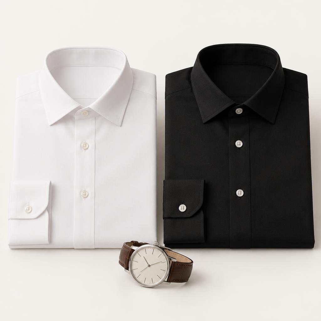 Kit com 2 Camisas Sociais Masculinas Manga Longa Acompanha Relógio de Pulso